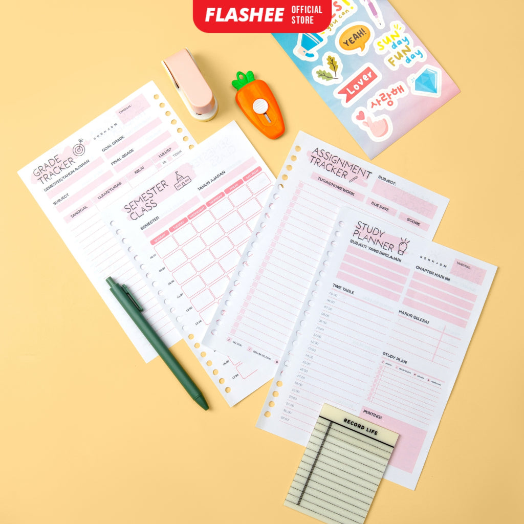 Flashee Loose Leaf Study Planner Rencana Studi Student Planner A5 B5 Isi Binder Studi A5 B5 Study Planner A5 B5