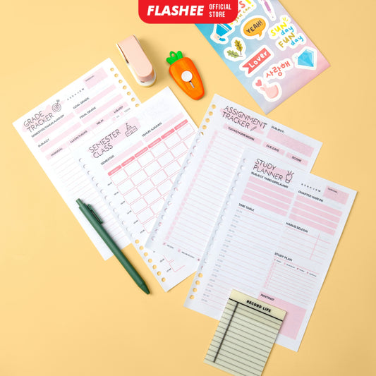 Flashee Loose Leaf Study Planner Rencana Studi Student Planner A5 B5 Isi Binder Studi A5 B5 Study Planner A5 B5