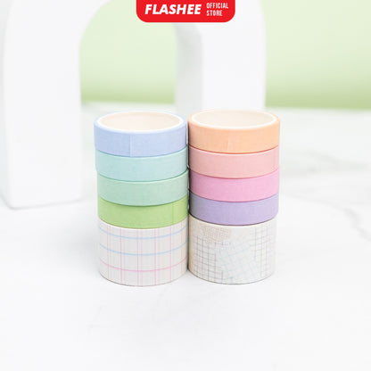 Flashee 10 Rolls Washi Tape Deco Masking Tape Jurnal DIY Scrapbook