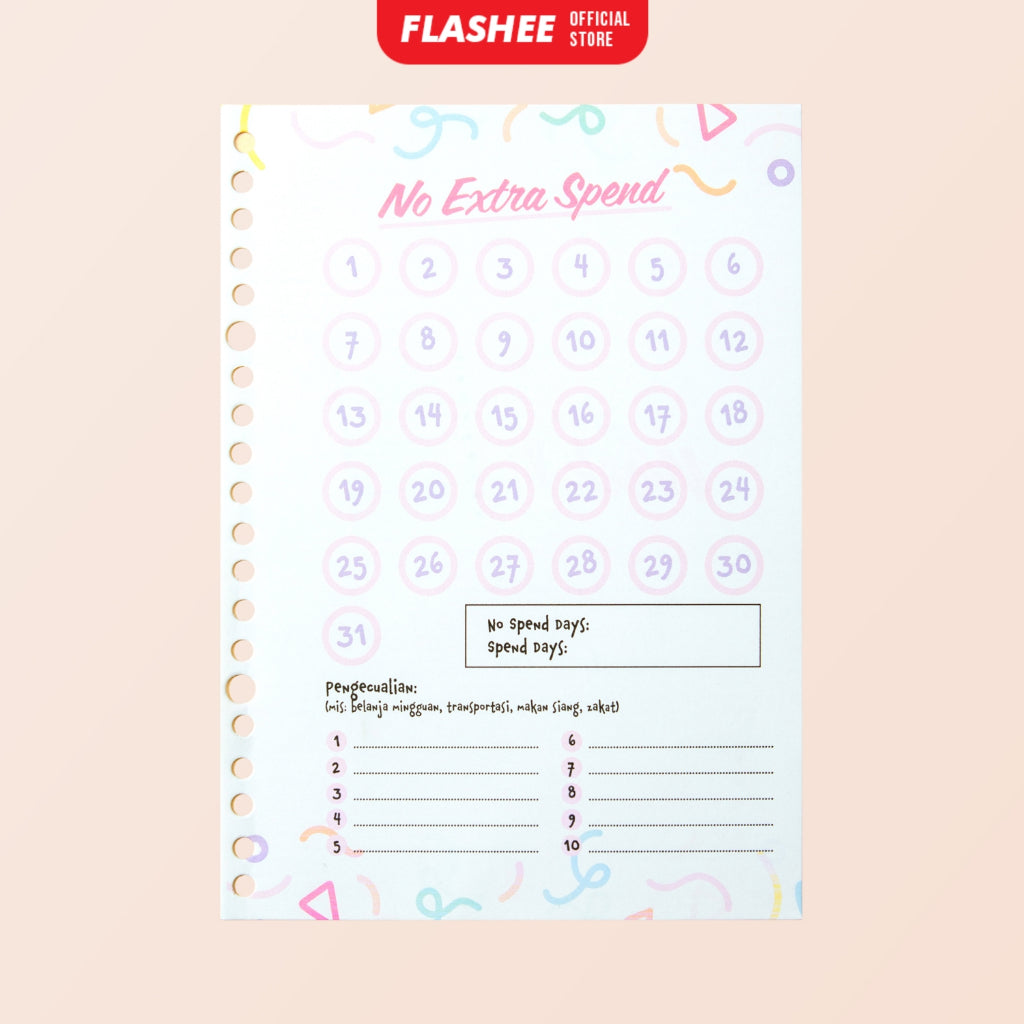 Flashee Loose Leaf Rencana Keuangan A5 B5 Isi Binder Keuangan A5 B5 Financial Planner A5 B5 A6