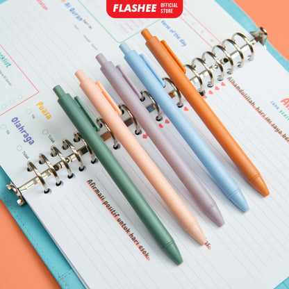 Flashee Pulpen Hitam 0,05 mm Pen Gel Pastel Pulpen Tinta Hitam Pena Sekolah