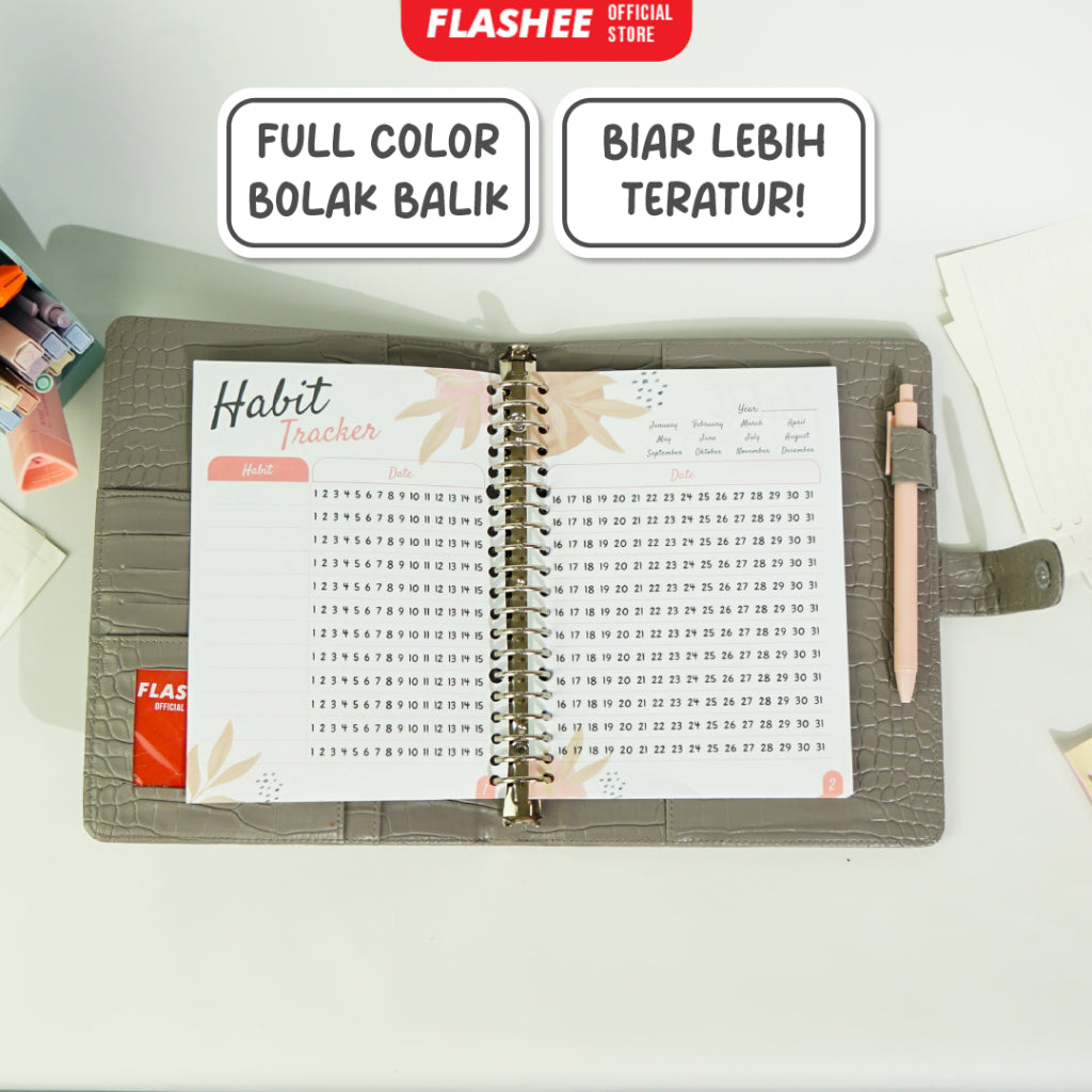 Loose Leaf Habit Tracker Buku Catatan Kebiasaan
