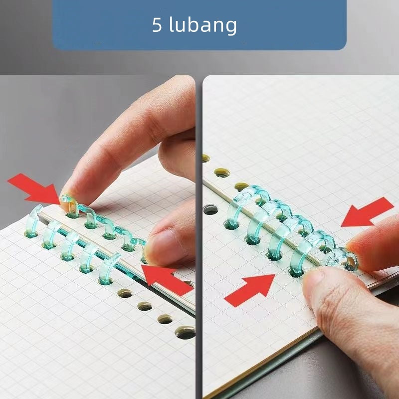 Flashee Ring Binder 1pcs 5 Lubang DIY Loose Leaf Ring Binder A5 Plastik Transparan