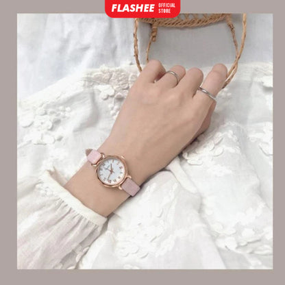 Flashee Jam Tangan Molly Casual Wanita Quartz Strap PU Analog Casual Wanita Persegi Watch Korean