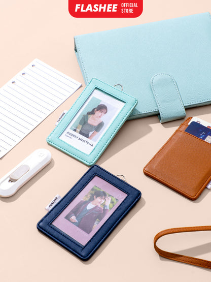 Flashee Name Tag ID Card Holder Kulit Cole Lanyard Termurah Berkualitas PU Leather Lanyard NameTag