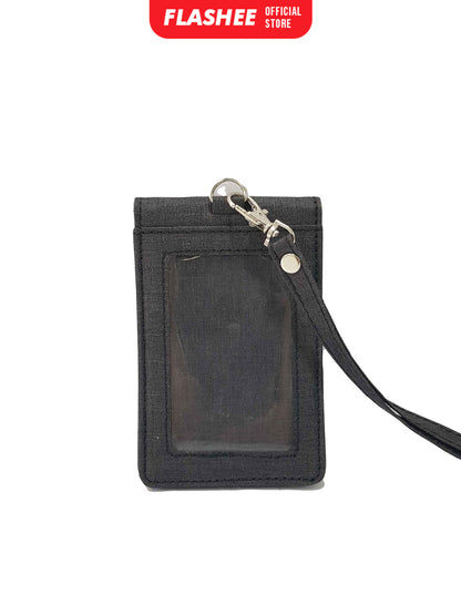 Flashee Lanyard ID Card Holder Brooklyn Name Tag Kancing Dua Sisi Plastik Kain Kanvas