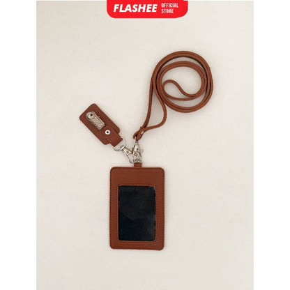 Flashee Lanyard ID Card Holder Oscar Kulit Termasuk Tali Dan Penjepit Name Tag Custom Nama Logo
