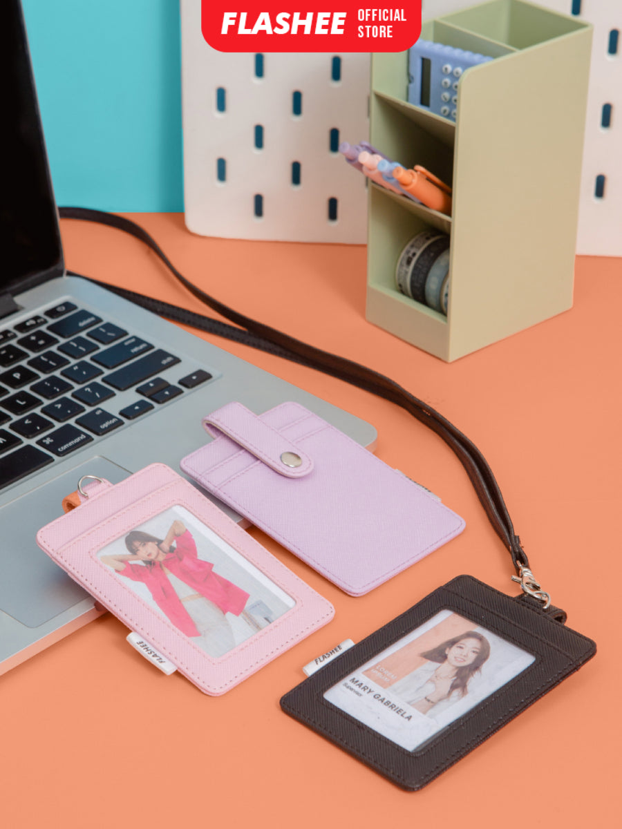 Flashee Name Tag Kulit Tanner ID Card Kulit Holder Penutup Kancing Lanyard Termurah PU Leather