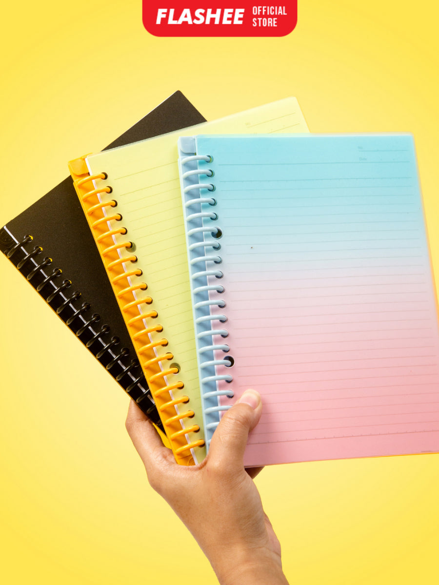 Flashee Cover Sampul loose Leaf Ukuran A4 B5 A5 Cover Binder Warna Transparan Plastik PP Lentur