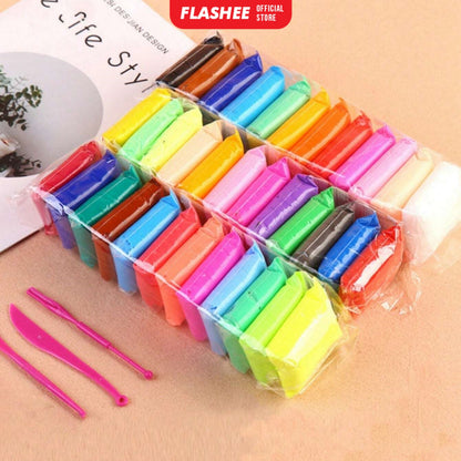 Flashee Clay Mainan Anak Isi 12 Pcs Clay Warna Lilin Plastilin Mainan Edukasi Anak