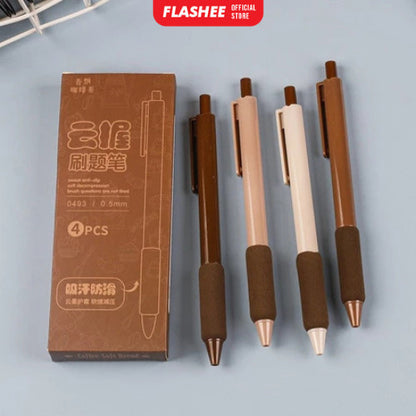 Flashee Pulpen Pastel Motif Polos Set Isi 4pcs Pulpen Gel Mekanik 0.5mm