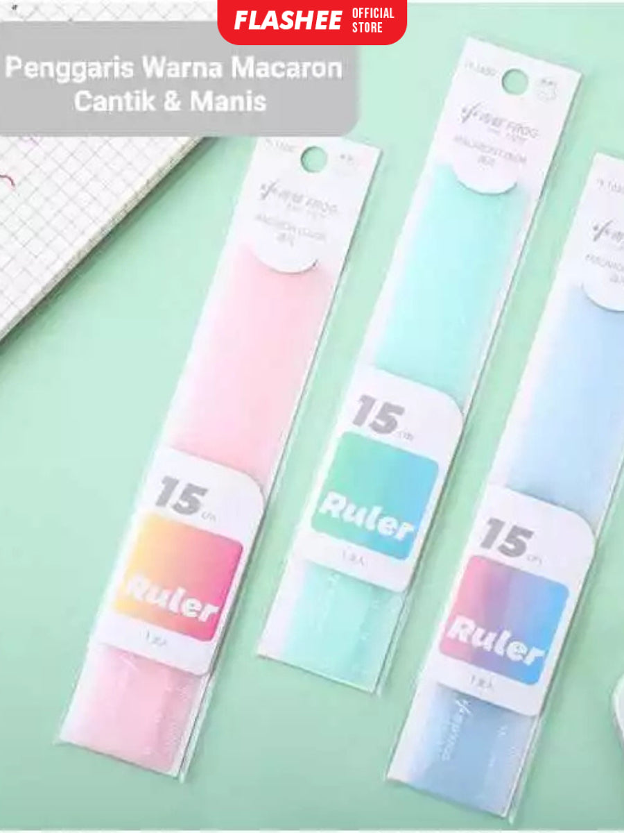 Flashee Penggaris Macaron Penggaris Pastel 15cm Penggaris Sekolah / Kantor Cute