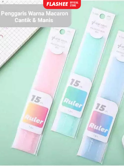 Flashee Penggaris Macaron Penggaris Pastel 15cm Penggaris Sekolah / Kantor Cute
