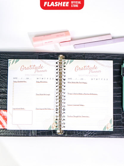 Flashee Loose Leaf Binder Gratitude Planner A5 HVS 100 Gsm Kertas Planner Binder B5 Refill Binder