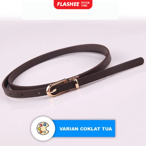 Flashee Ikat Pinggang Wanita Sabuk Fashion Wanita Skinny Bahan Kulit PU Gesper Woman Belt