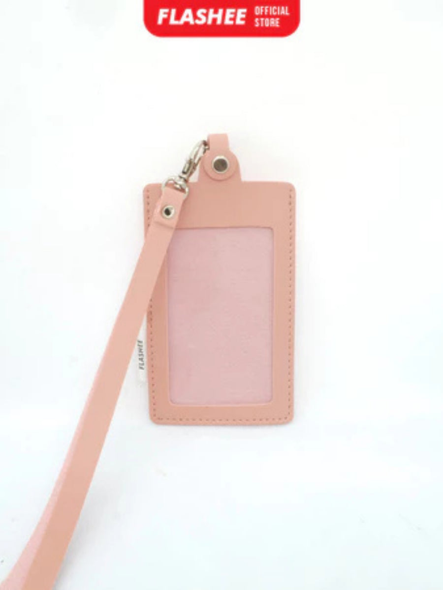 Flashee Name Tag Kulit ID Card Holder Kancing Dean Lanyard Mika Satu Sisi NameTag Kulit Kancing