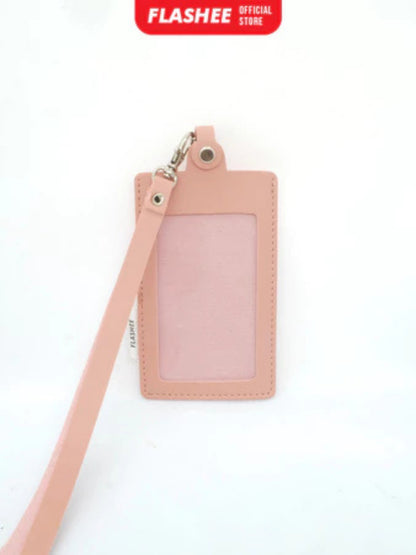 Flashee Name Tag Kulit ID Card Holder Kancing Dean Lanyard Mika Satu Sisi NameTag Kulit Kancing