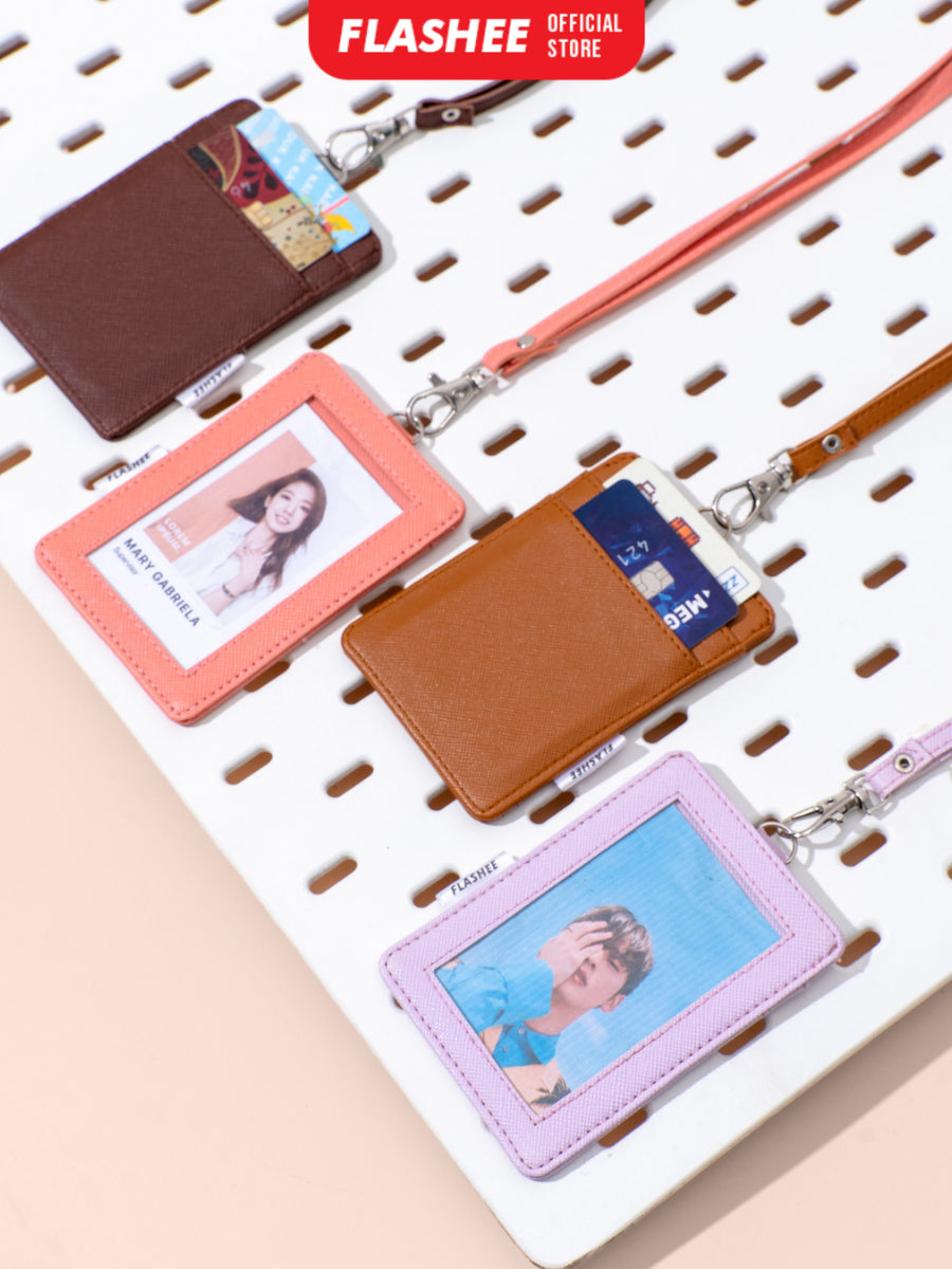 Flashee Name Tag ID Card Holder Kulit Cole Lanyard Termurah Berkualitas PU Leather Lanyard NameTag