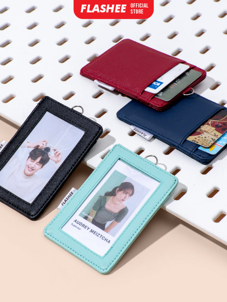 Flashee Name Tag ID Card Holder Kulit Cole Lanyard Termurah Berkualitas PU Leather Lanyard NameTag