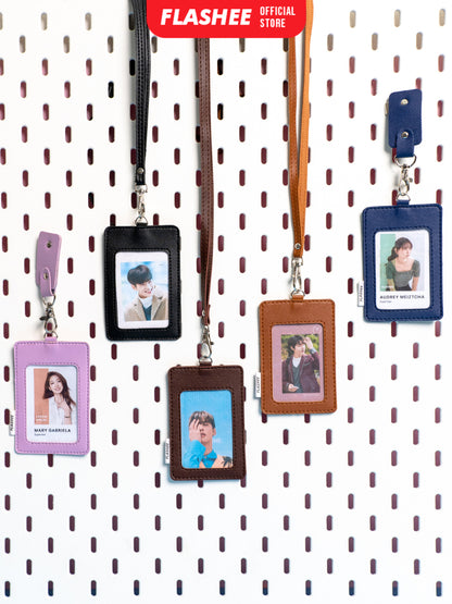 Flashee Lanyard ID Card Holder Oscar Kulit Termasuk Tali Dan Penjepit Name Tag Custom Nama Logo