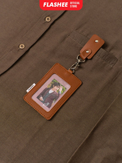 Flashee Lanyard ID Card Holder Oscar Kulit Termasuk Tali Dan Penjepit Name Tag Custom Nama Logo