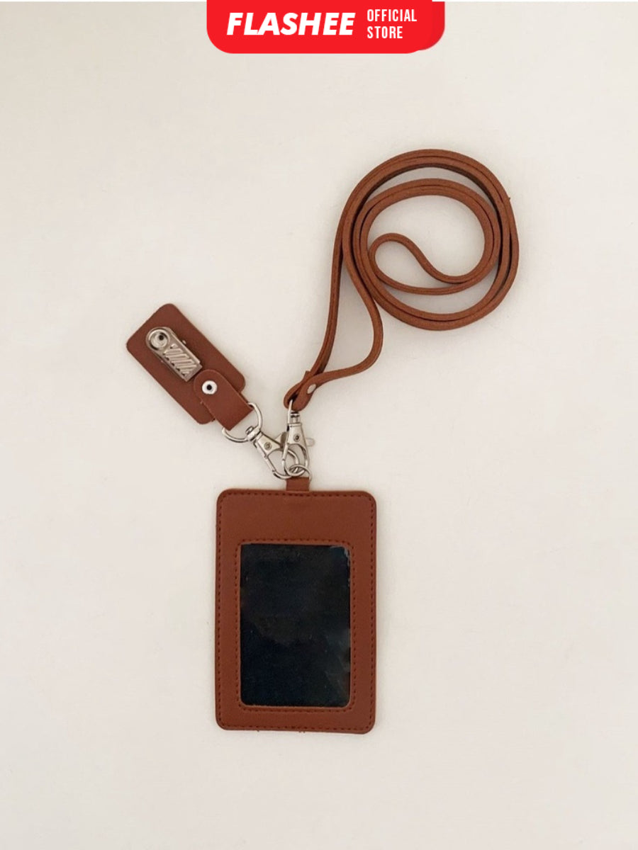 Flashee Lanyard ID Card Holder Oscar Kulit Termasuk Tali Dan Penjepit Name Tag Custom Nama Logo