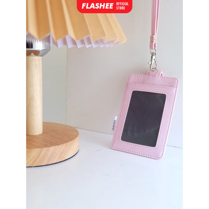 Flashee Name Tag Kulit Tanner ID Card Kulit Holder Penutup Kancing Lanyard Termurah PU Leather