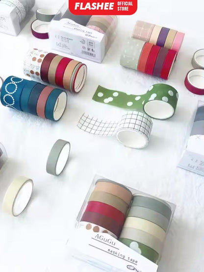 Flashee 10 Rolls Washi Tape Deco Masking Tape Jurnal DIY Scrapbook