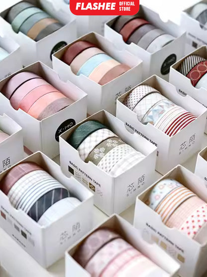 Flashee 10 Rolls Washi Tape Deco Masking Tape Jurnal DIY Scrapbook