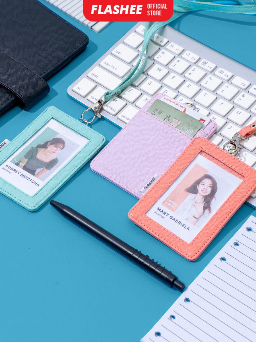 Flashee Name Tag ID Card Holder Kulit Cole Lanyard Termurah Berkualitas PU Leather Lanyard NameTag