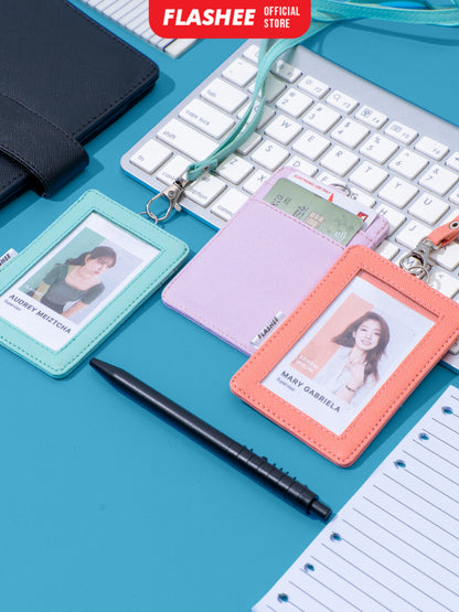 Flashee Name Tag ID Card Holder Kulit Cole Lanyard Termurah Berkualitas PU Leather Lanyard NameTag