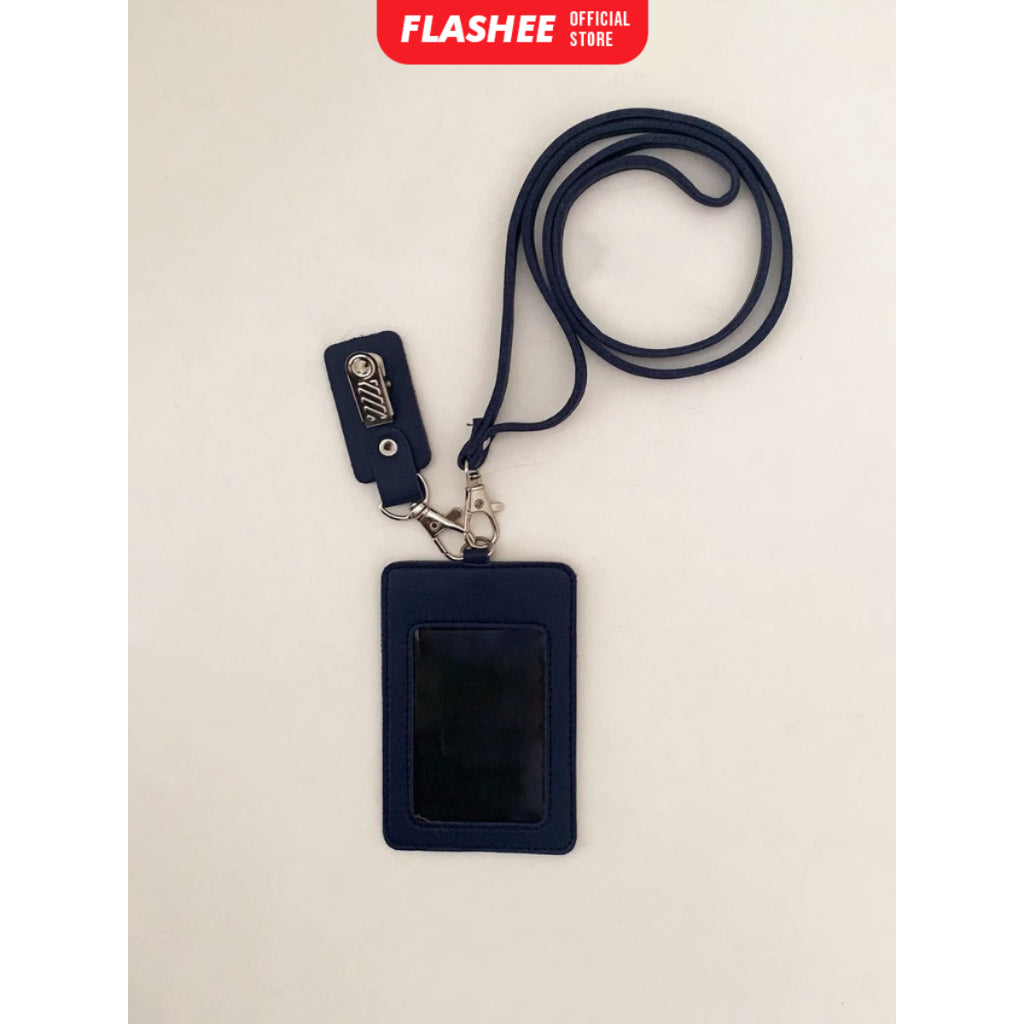 Flashee Lanyard ID Card Holder Oscar Kulit Termasuk Tali Dan Penjepit Name Tag Custom Nama Logo
