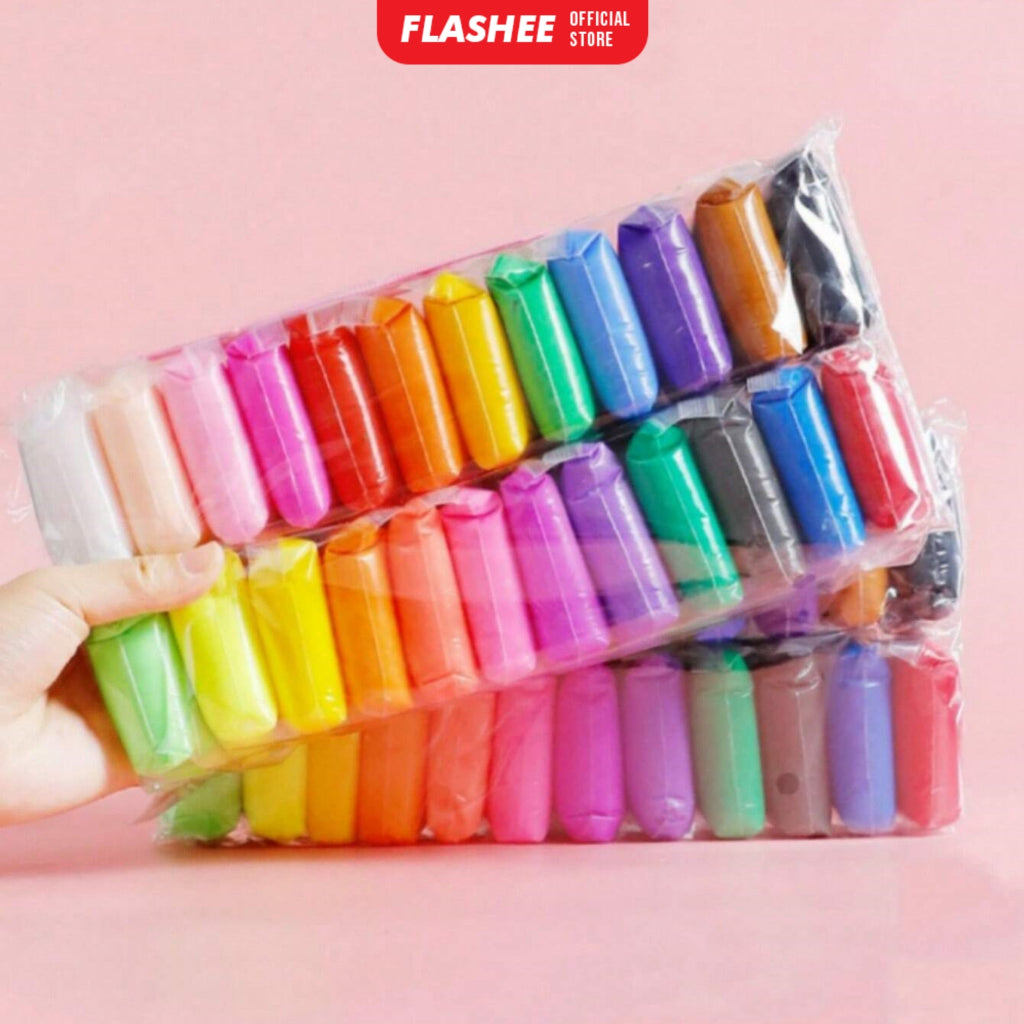 Flashee Clay Mainan Anak Isi 12 Pcs Clay Warna Lilin Plastilin Mainan Edukasi Anak