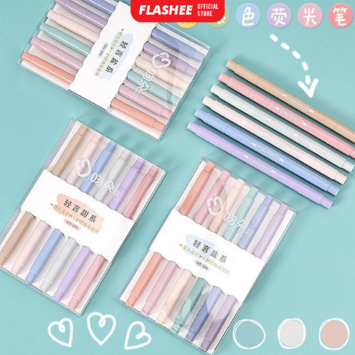 Flashee Spidol Highlighter Round Pastel Colour Pen Journal Marker Pen Alat Tulis Replacement