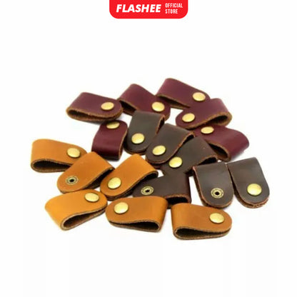Flashee Klip Kabel Kulit Asli Leather Cable Clip Leather Cable Organizer Berkualitas Termurah