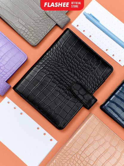 Flashee Binder Polos Phoebe A6 Eksklusif Croco A6 6 Ring Agenda A6 Croco 6 Ring  Binder A6 Organizer