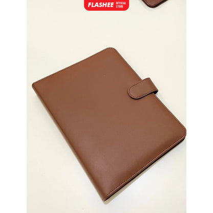 Flashee Binder Kulit Polos Premium A5 20 Ring Cover Buku Agenda Kuliah