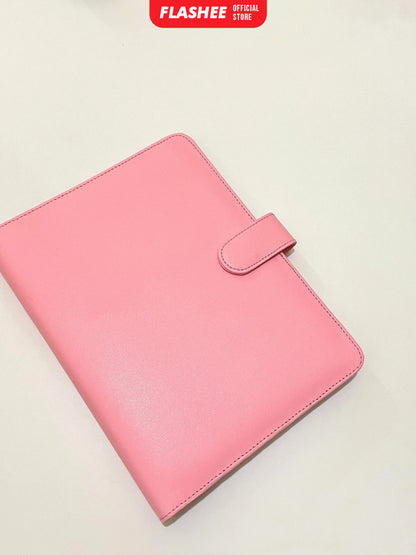 Flashee Binder Kulit Polos Premium A5 20 Ring Cover Buku Agenda Kuliah
