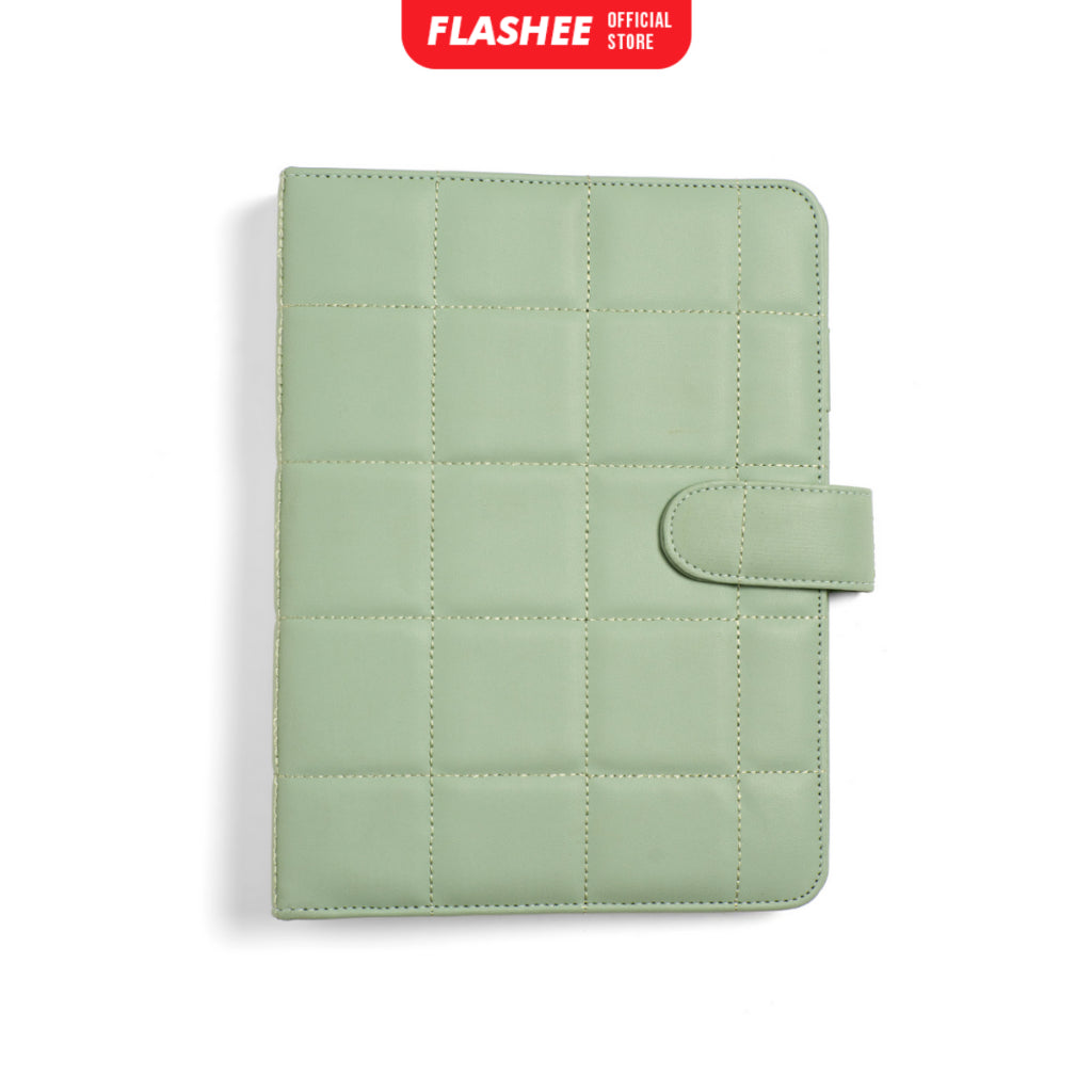 Flashee Binder Polos Eksklusif A5 Puffy 20 Ring Buku Agenda Kulit Sintetis PU Leather Binder Polos