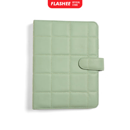 Flashee Binder Polos Eksklusif A5 Puffy 20 Ring Buku Agenda Kulit Sintetis PU Leather Binder Polos