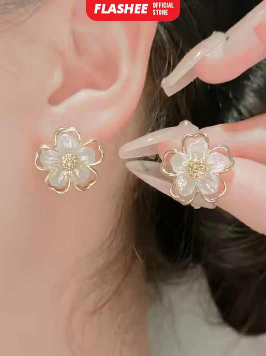 Flashee Anting Ring Wanita Tammara Titanium Gold Silver Simplicity Fashion Korean Anting Stud Earing