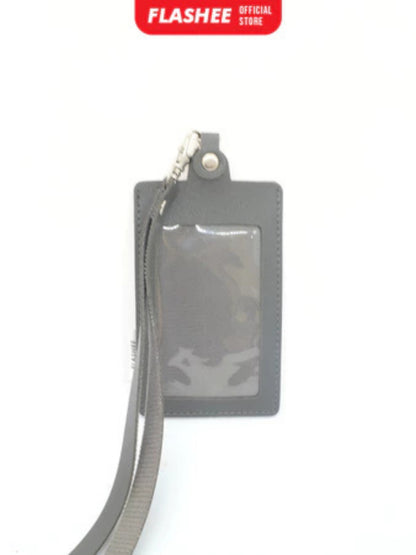Flashee Name Tag Kulit ID Card Holder Kancing Dean Lanyard Mika Satu Sisi NameTag Kulit Kancing