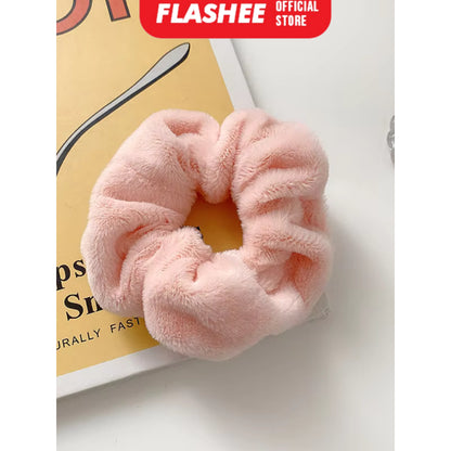 Flashee Ikat Rambut Korea Scrunchie Hijab Kunciran Lingkar Besar Bulu Cepol Aksesoris Rambut Fashion