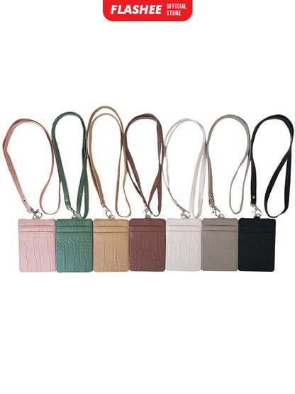 Flashee Name Tag Nayra Lanyard Croco ID Card Holder Crocodile Kulit Lanyard Berkualitas PU Leather