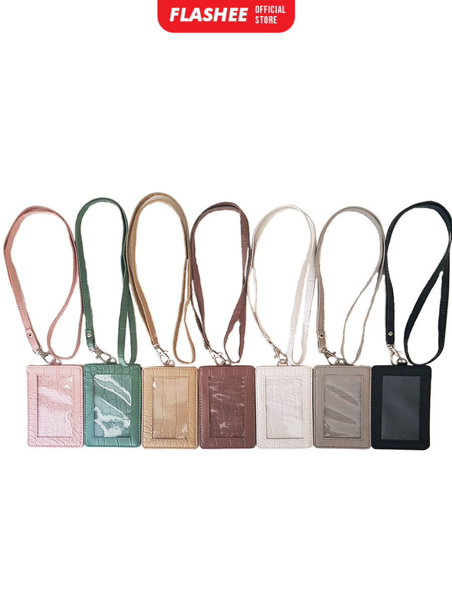 Flashee Name Tag Nayra Lanyard Croco ID Card Holder Crocodile Kulit Lanyard Berkualitas PU Leather