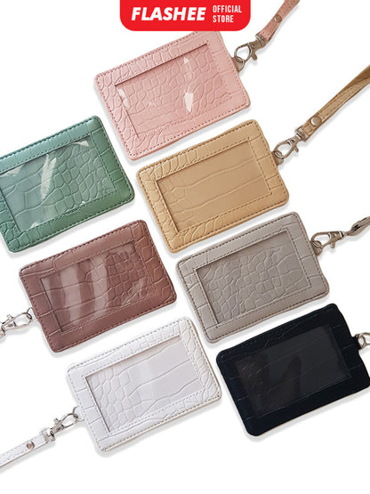 Flashee Name Tag Nayra Lanyard Croco ID Card Holder Crocodile Kulit Lanyard Berkualitas PU Leather