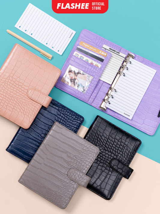 Flashee Binder Polos Phoebe A6 Eksklusif Croco A6 6 Ring Agenda A6 Croco 6 Ring  Binder A6 Organizer