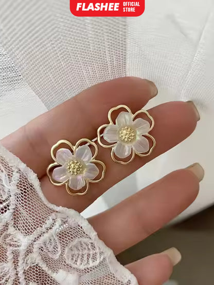 Flashee Anting Ring Wanita Tammara Titanium Gold Silver Simplicity Fashion Korean Anting Stud Earing