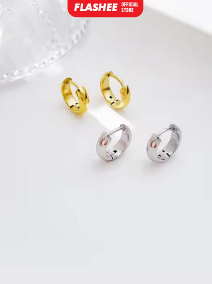 Flashee Anting Ring Wanita Tammara Titanium Gold Silver Simplicity Fashion Korean Anting Stud Earing