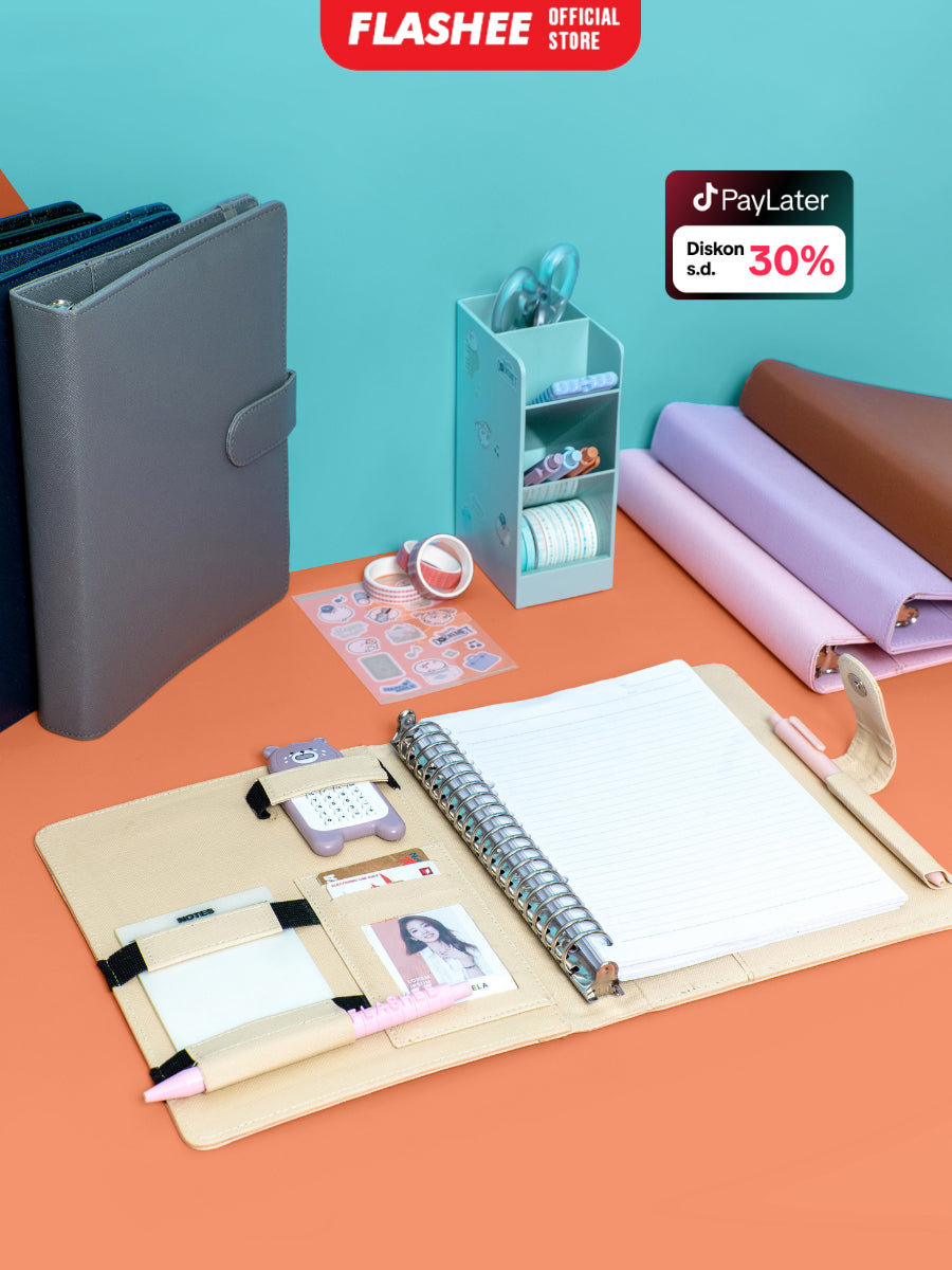 Flashee Binder Polos A5 20 Ring Antimainstream Ozzie Binder Eksklusif A5 20 Ring Multifungsi 7 Warna